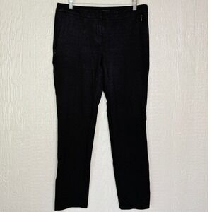 Amanda + Chelsea Black Textured Slim Leg Side Zip Trousers Dress Pants Size 8